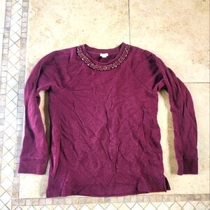 J. Crew Burgundy Beaded Sweatshirt